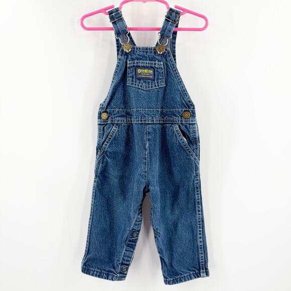 𝅺VINTAGE OSHKOSH B’GOSH Vestbak Overalls 24 Months Denim 100% Cotton Snap USA - Picture 1 of 12